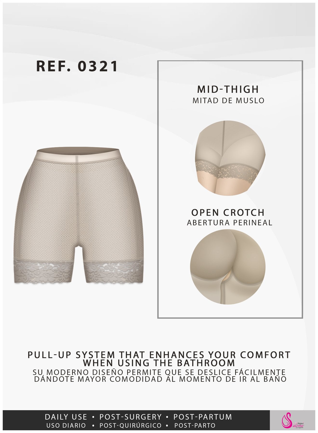 Fajas Salome 0321 High Waist Compression Slimmer Butt